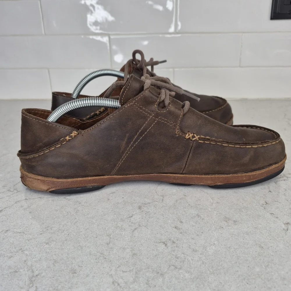 Olukai Shoes Ohana Lace Up Nubuck Men's Size 10.5‎ Slip On Brown